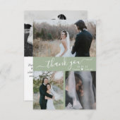 Stijlvolle 3 foto Collage Weddenschap Hartelijk da Bedankkaart (Voorkant / Achterkant)