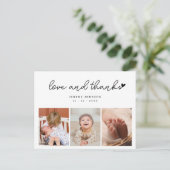 Stijlvolle 3 Foto Mozaïek Baby Shower Bedankt kaar Briefkaart (Staand voorkant)