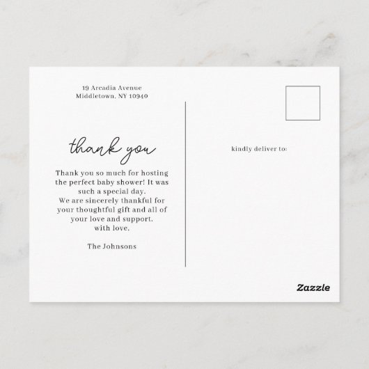 Stijlvolle 3 Foto Mozaïek Baby Shower Bedankt kaar Briefkaart (Achterkant)