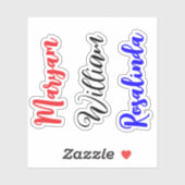 Stijlvolle 3 namen, aangepaste tekst script waterf sticker (Vel)