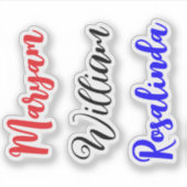 Stijlvolle 3 namen, aangepaste tekst script waterf sticker (Voorkant)