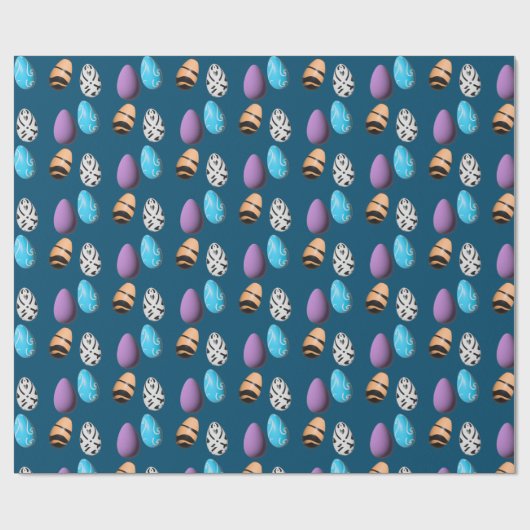 stijlvolle 3d-eitjes blauwe achtergrond cadeaupapier (Vlak)