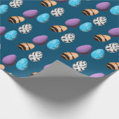 stijlvolle 3d-eitjes blauwe achtergrond cadeaupapier (Hoek)