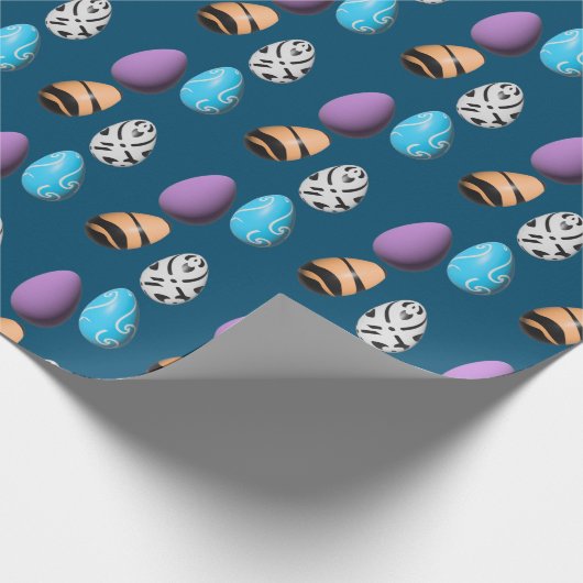 stijlvolle 3d-eitjes blauwe achtergrond cadeaupapier (Hoek)