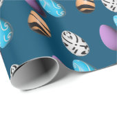 stijlvolle 3d-eitjes blauwe achtergrond cadeaupapier (Rol Hoek)
