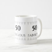 Stijlvolle 50 & Fabulous Silver Black Typografie Koffiemok (Voorkant rechts)