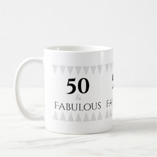 Stijlvolle 50 & Fabulous Silver Black Typografie Koffiemok