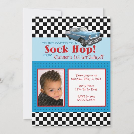 Stijlvolle 50-jarige fotouitnodiging kaart (Voorkant)