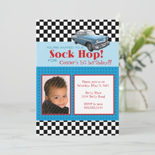 Stijlvolle 50-jarige fotouitnodiging kaart (Staand voorkant)