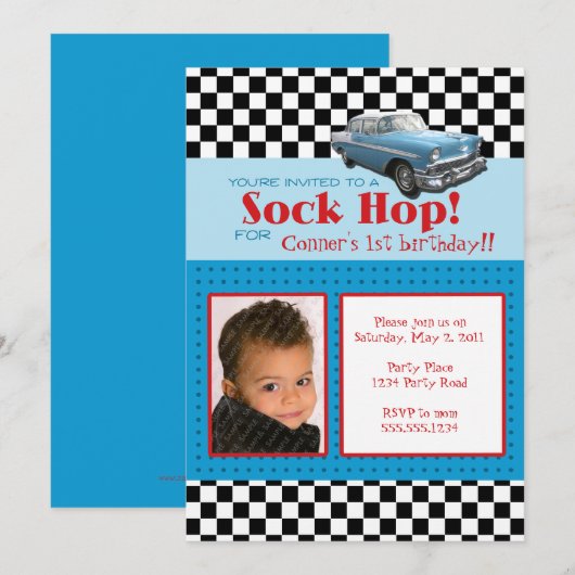 Stijlvolle 50-jarige fotouitnodiging kaart (Voorkant / Achterkant)