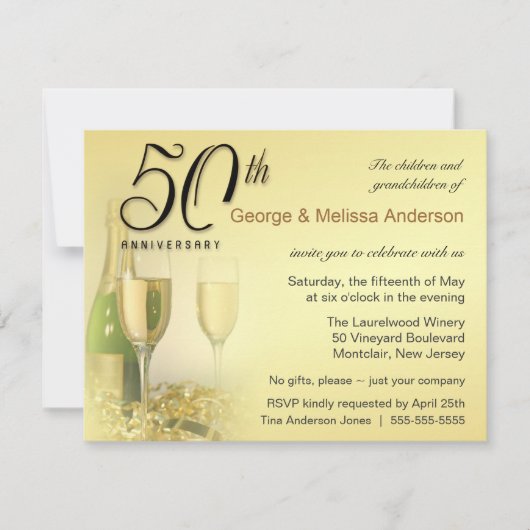 Stijlvolle 50e Jubileum feestuitnodigingen Kaart (Voorkant)
