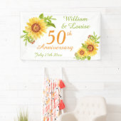 Stijlvolle 50e Jubileum Floral Sunflower Party Spandoek (Insitu)