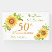 Stijlvolle 50e Jubileum Floral Sunflower Party Spandoek (Horizontaal)