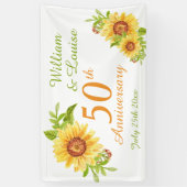 Stijlvolle 50e Jubileum Floral Sunflower Party Spandoek (Verticaal)