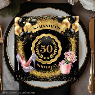 Stijlvolle 50e verjaardag servetten Blush High Hee