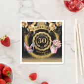 Stijlvolle 50e verjaardag servetten Blush High Hee (Insitu)