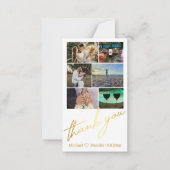 stijlvolle 6 foto ' s collage bruiloft bedankt gou notitiekaartje (Voorkant)