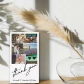 stijlvolle 6 foto ' s collage bruiloft bedankt notitiekaartje