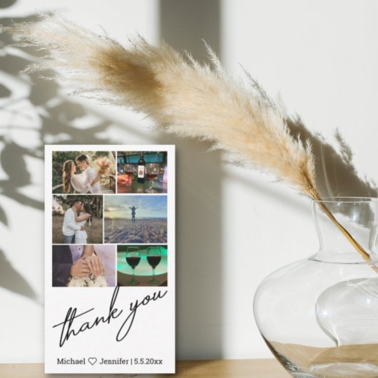stijlvolle 6 foto ' s collage bruiloft bedankt notitiekaartje