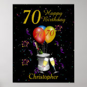 Stijlvolle 70e verjaardag zwart goud poster (Voorkant)