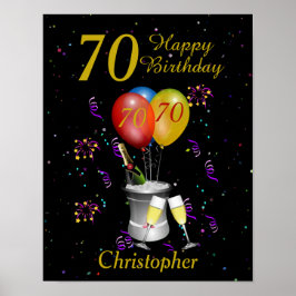 Stijlvolle 70e verjaardag zwart goud poster