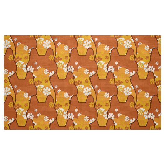 stijlvolle 70s retro mod fabric - Kat kitten Stof (Fat Quarter)