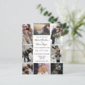 stijlvolle 8 foto's collage moderne trouwkaart (Staand voorkant)