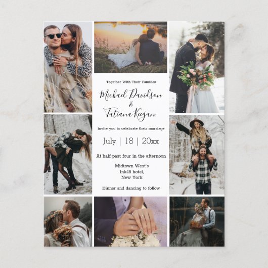 stijlvolle 8 foto's collage moderne trouwkaart (Voorkant)
