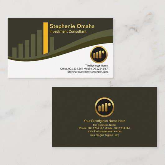 Stijlvolle aandelenbeurs City Block Graph Investme Visitekaartje (Voorkant / Achterkant)