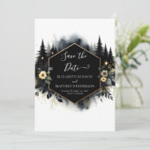 Stijlvolle aangepaste betoverde bos bruiloft save the date (Staand voorkant)