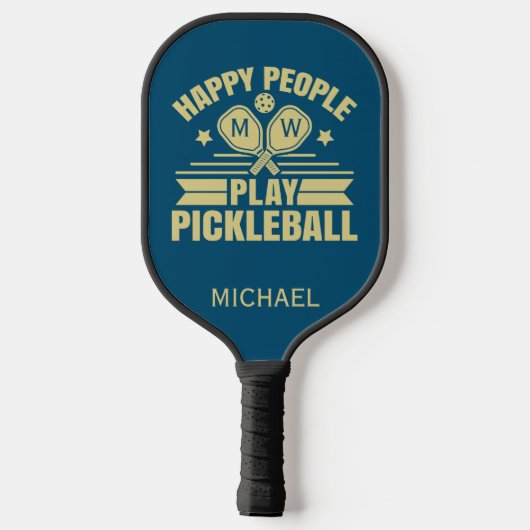 Stijlvolle aangepaste Blauwgroen Initialen voor pe Pickleball Paddle (Achterkant)