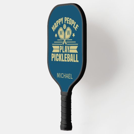 Stijlvolle aangepaste Blauwgroen Initialen voor pe Pickleball Paddle (Links)