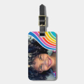 Stijlvolle aangepaste foto Rainbow Wave Bagagelabel (Voorkant verticaal)