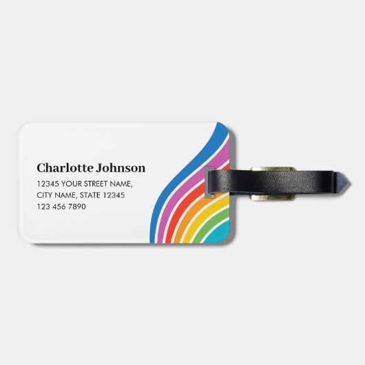 Stijlvolle aangepaste foto Rainbow Wave Bagagelabel (Achterkant horizontaal)