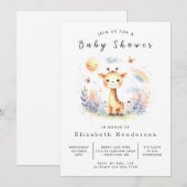 Stijlvolle aangepaste Giraffe Baby shower Kaart (Voorkant / Achterkant)
