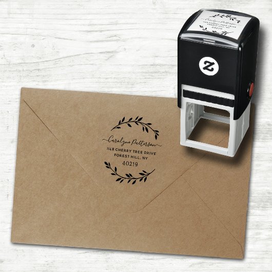 Stijlvolle aangepaste naam en adres  zelfinktende stempel