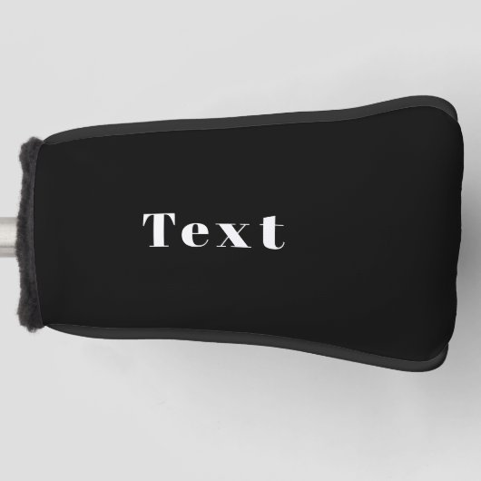 Stijlvolle aangepaste naam of andere tekst | Zwart Golfheadcover (Voorkant)