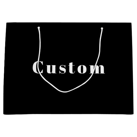 Stijlvolle aangepaste naam of andere tekst | Zwart Groot Cadeauzakje (Voorkant)