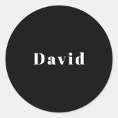 Stijlvolle aangepaste naam of andere tekst | Zwart Ronde Sticker (Voorkant)