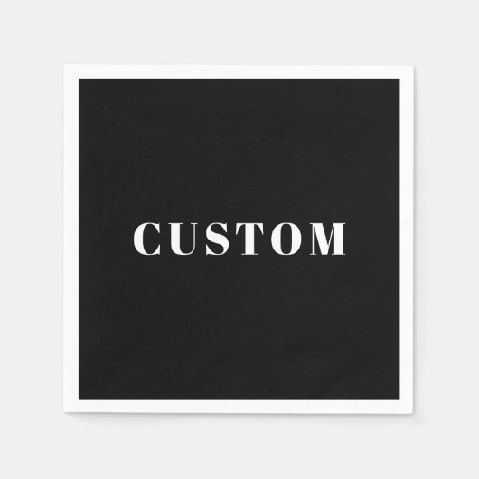 Stijlvolle aangepaste naam of andere tekst | Zwart Servet (Voorkant)