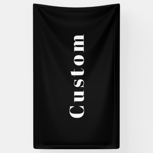 Stijlvolle aangepaste naam of andere tekst | Zwart Spandoek (Verticaal)