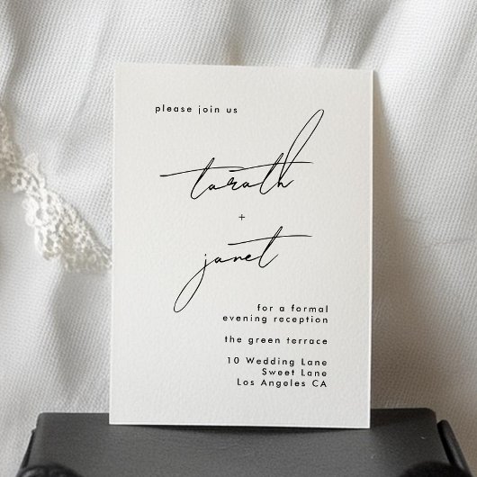 Stijlvolle aangepaste namen Zwart Wit Huwelijksrec Informatiekaartje