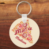 Stijlvolle aangepaste Pizza-sleutelketens Sleutelhanger (Voorkant)