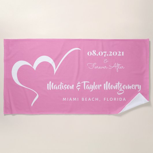 Stijlvolle aangepaste tekst voor hart en kleurenba strandlaken (Voorkant)