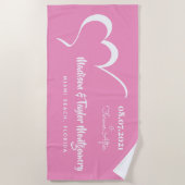 Stijlvolle aangepaste tekst voor hart en kleurenba strandlaken (Voorkant)