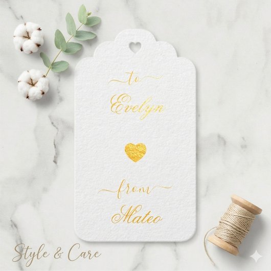 Stijlvolle aangepaste tekstfolie Scalloped cadeaub Cadeaulabels