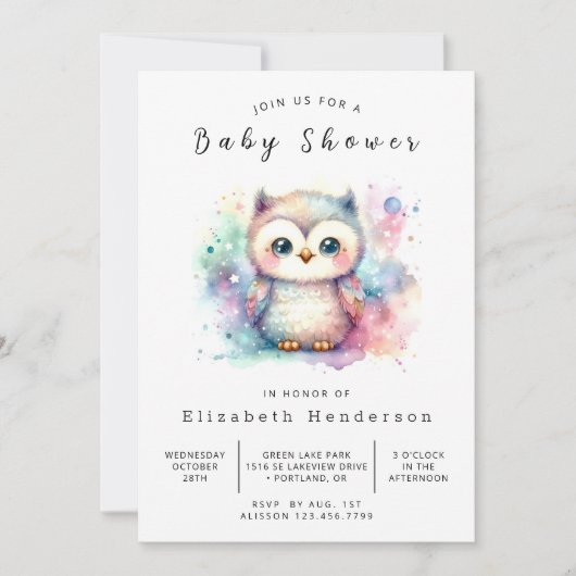 Stijlvolle aangepaste uil Baby shower Kaart (Voorkant)