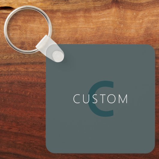 Stijlvolle Aanpasbare Monogram Sjabloon Sleutelhanger (Voorkant)