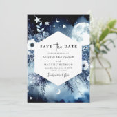 Stijlvolle aardse maanverlichte bruiloft save the date (Staand voorkant)