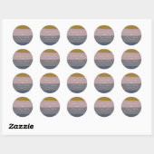 Stijlvolle Aardse Mauve Blue Stripes Custom Weddin Ronde Sticker (Vel)